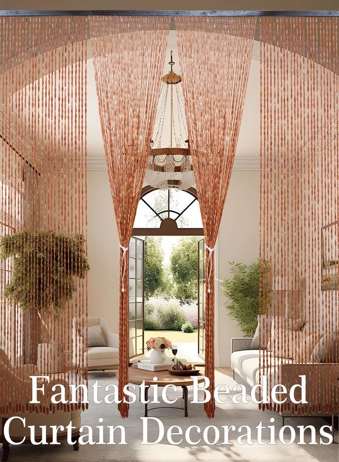 Ezcasch 52 Strands 35.4" x 79" Bamboo and Wood Beaded Curtain for Doorway Handmade Natural Doorway Beads Bohemian Bamboo and Wooden Room Devider Hanging Boho Beaded Curtain,Brown - Image 2